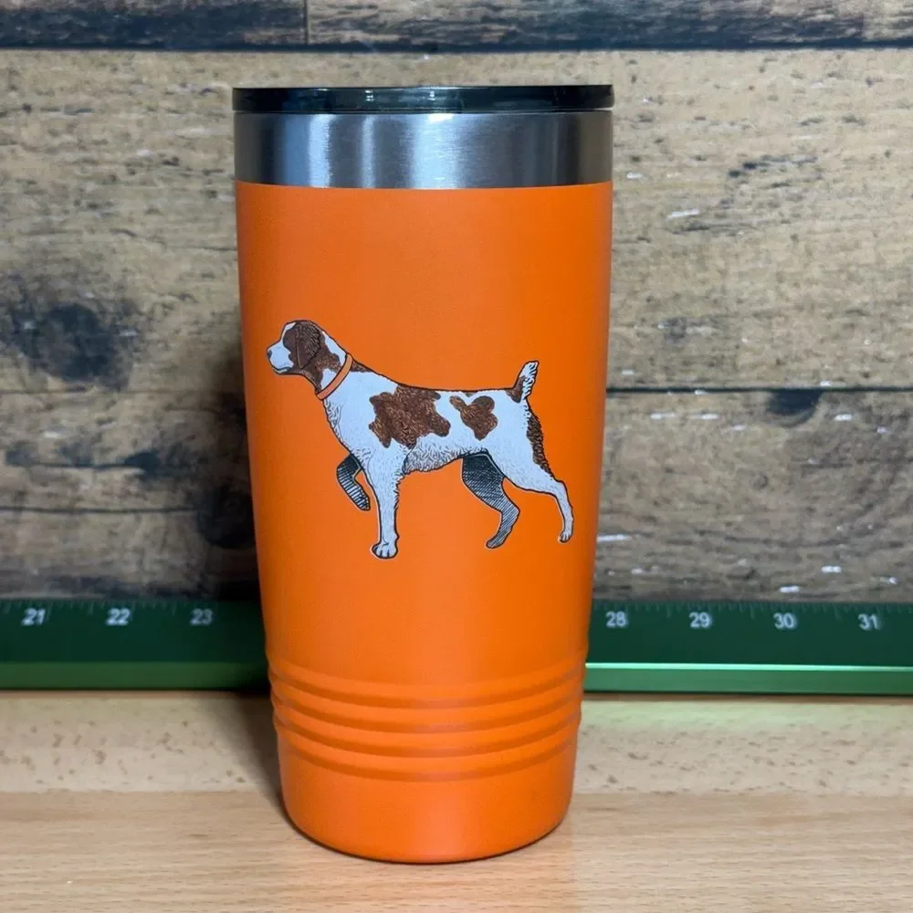 Orange Dog Tumbler with Silver Lid